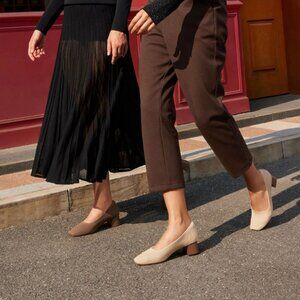 Vivaia Melody Pro Sustainable Square Toe Block Heel Pumps Slip Ons Slip-Ins 5.5